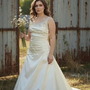 Joli  Wedding Gown - Ivory Satin - Size 12.